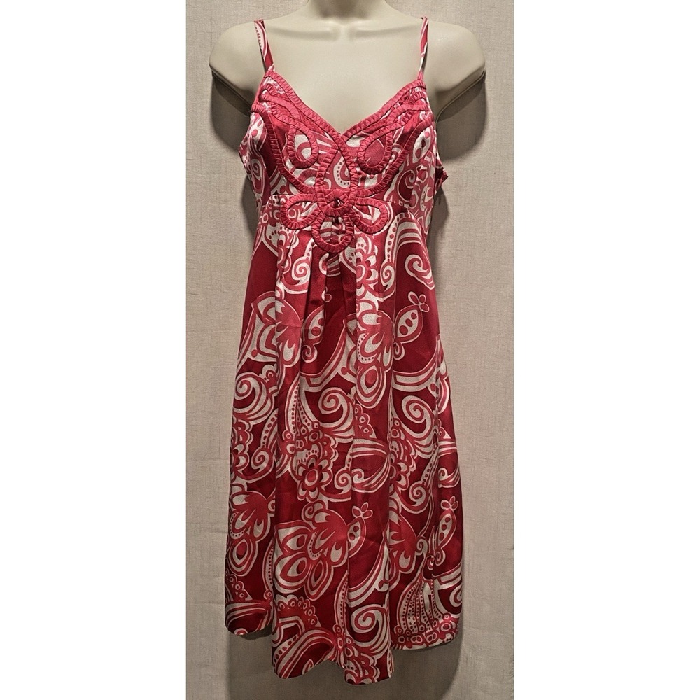 Beth Bowley Anthropologie Pink Dress Floral Paisley Sundress C: 32" W: 26"